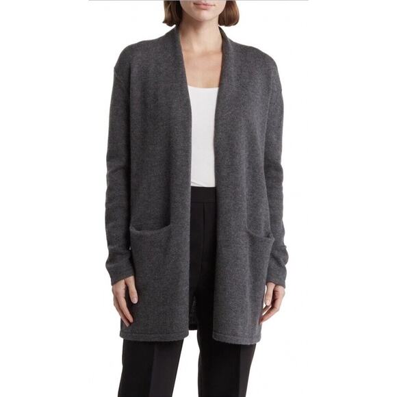 Theory Soft Wool Cashmere Open Cardigan Duster Grey Size S - Picture 10 of 10